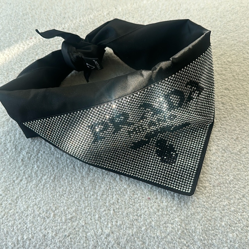 Prada Crystal logo embellished scarf